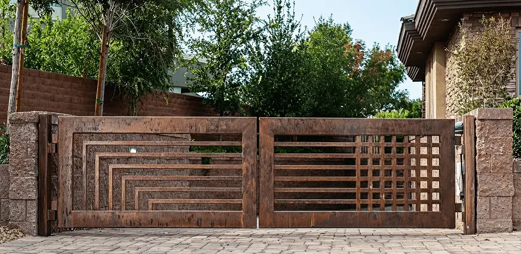 Custom driveway gate installation for a home entrance in Anaheim, CA