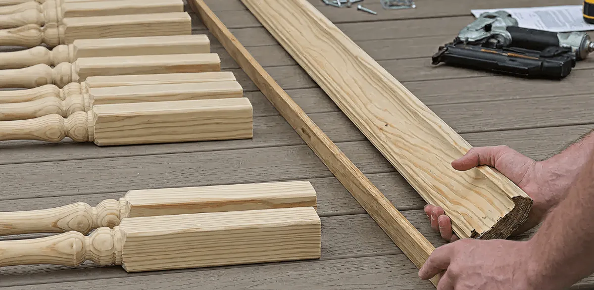 Handrail installation materials and wood components for stair rail work in Anaheim, CA