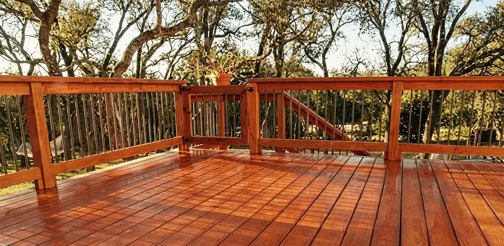 Deck sealing results with a freshly sealed wood deck in Anaheim, CA